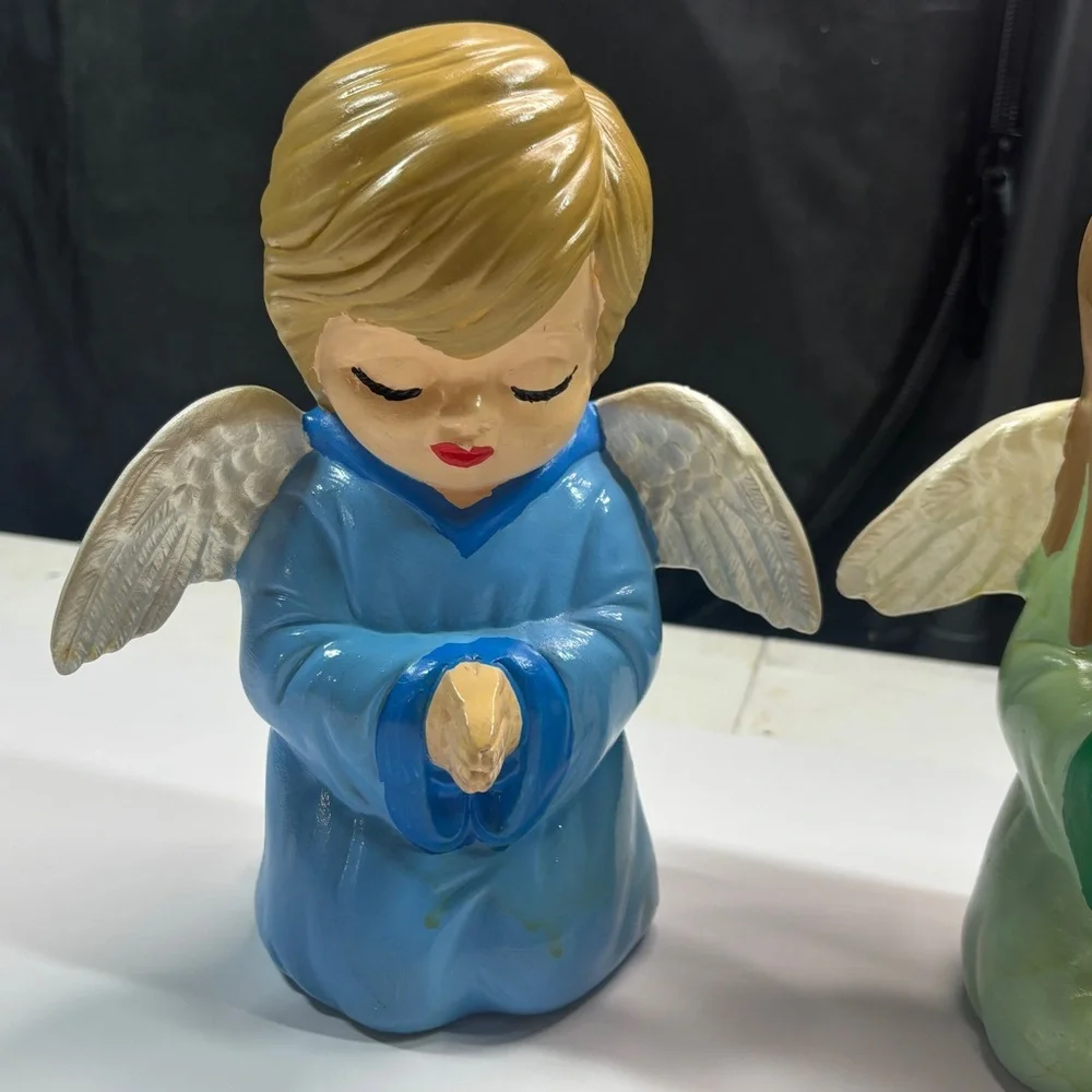 Vintage Scioto Ceramic Set Hand Painted Pastel Children Boy Girl Angels Baby 78